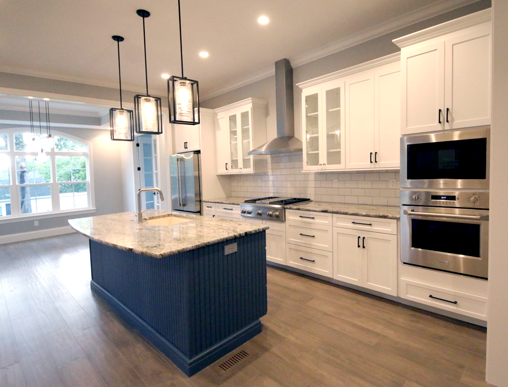wide open kitchen remodel blue