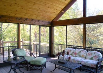 wood oak cedar back deck four seasons outdoor space screened windows patio