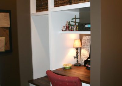 home office desk nook shelving built in