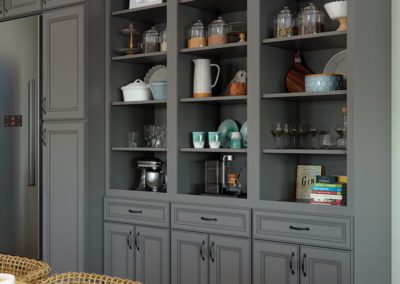 small custom cabinet waypoint shelving gray