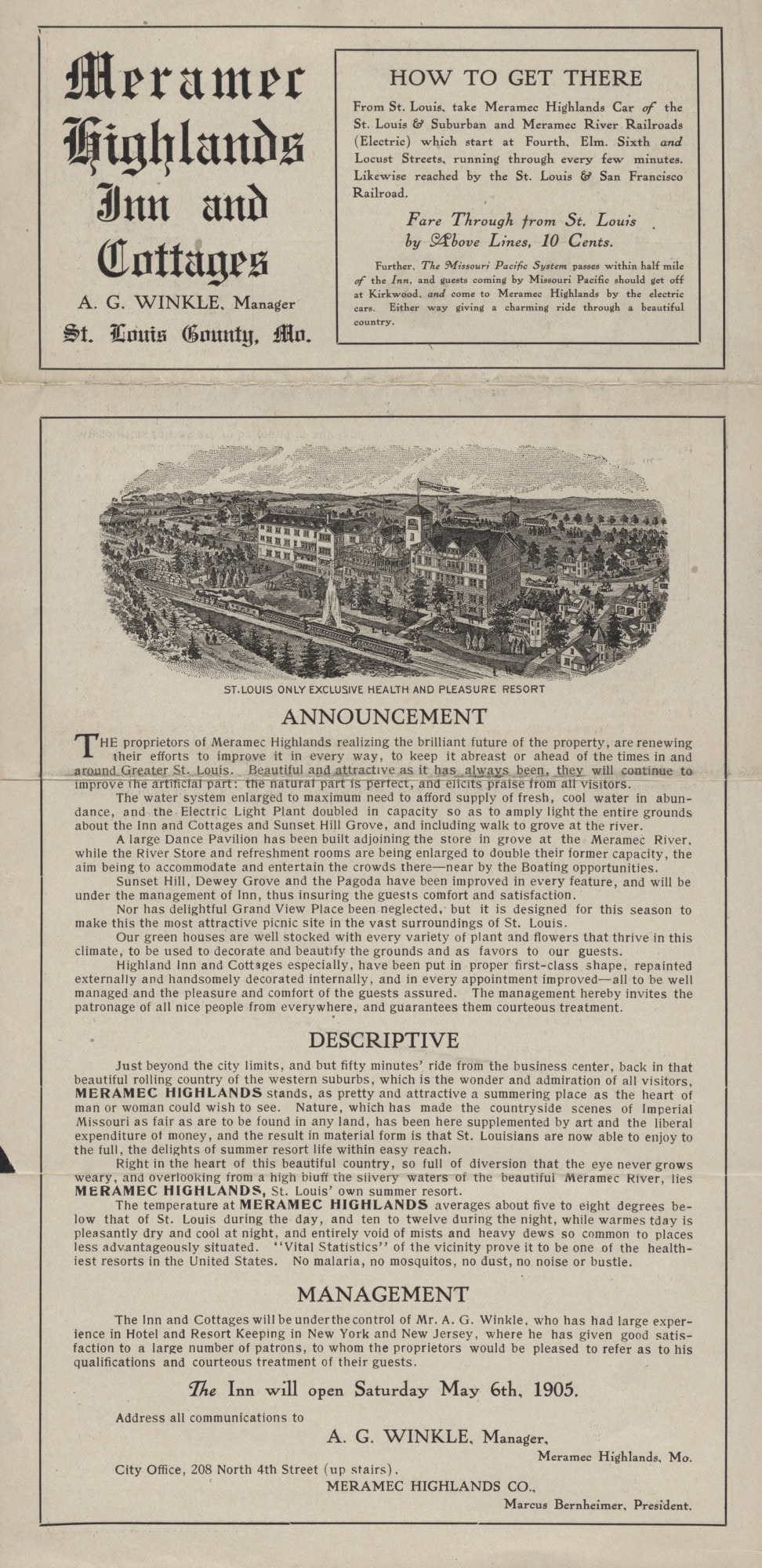 1905 advert for Meramec Highlands