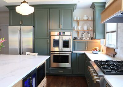 kitchen addition green cabinets