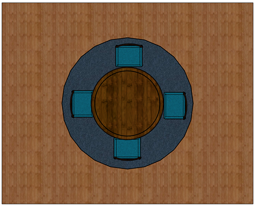 round rug in dining room