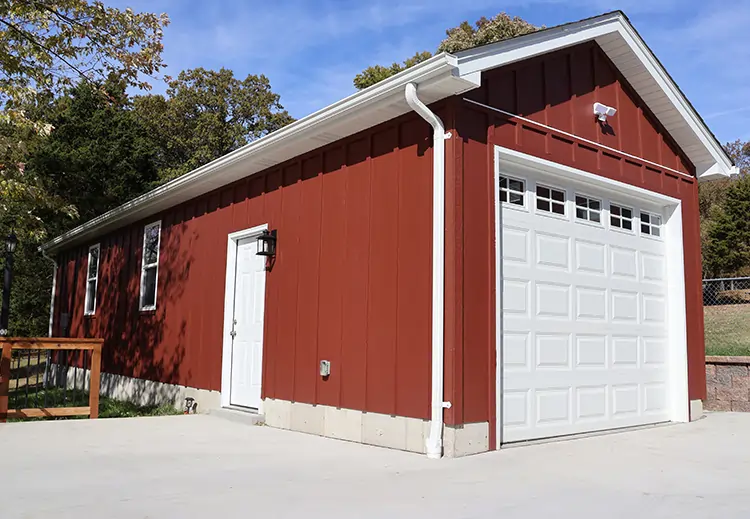 A completed detached garage project by Agape Construction.