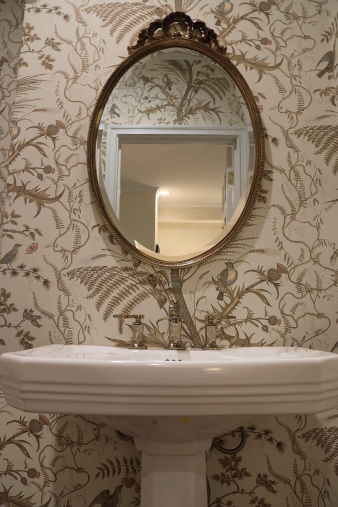 bathroom-wallpaper-accent-wall-agape-construction-stlouis wallpaper accent wall in bathroom
