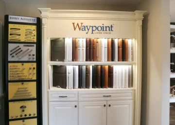 designer waypoint cabinet samples at Agape Construction Kirkwood Design Center
