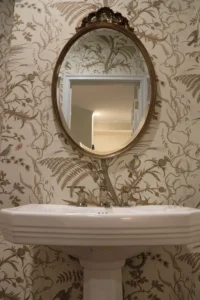 2025-home-design-trends-bold-wallpaper-agape-construction-st-louis bold wallpaper in powder room