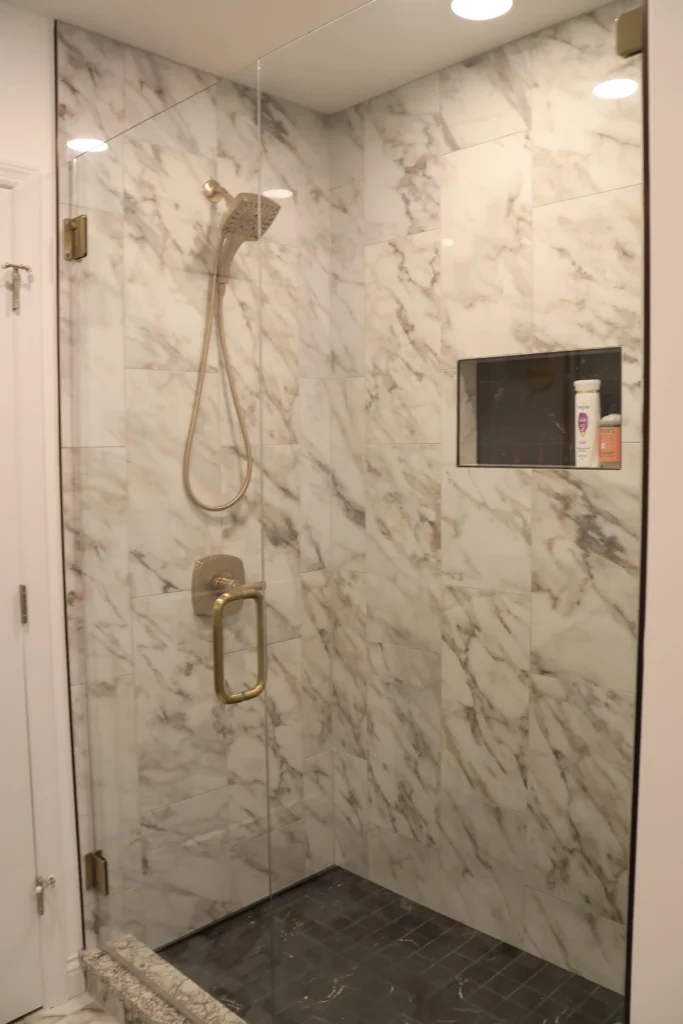 walk in shower in remodeled bath