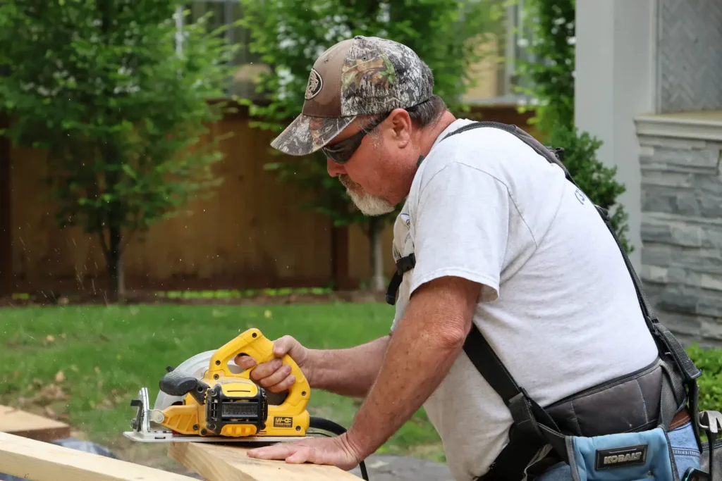 Agape Construction carpenter hard at work