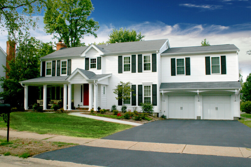 red door garage addition black shutters big bend