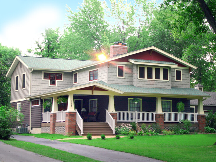 classic columns wooden siding home exterior remodel second story addition kirkwood