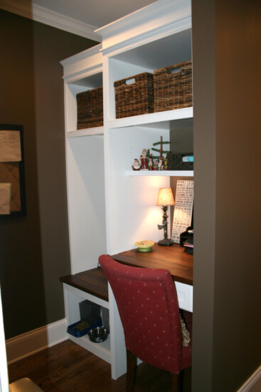 home office desk nook shelving built in