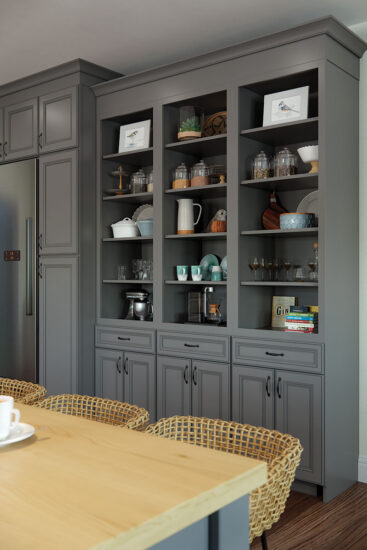small custom cabinet waypoint shelving gray