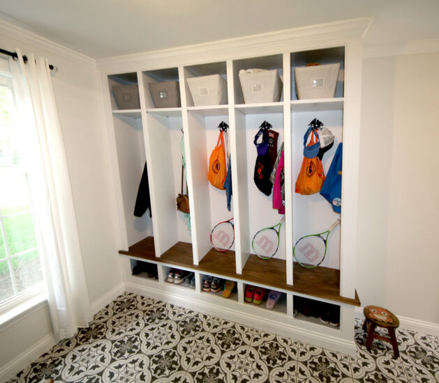 mudroom woodwork garage side entrance