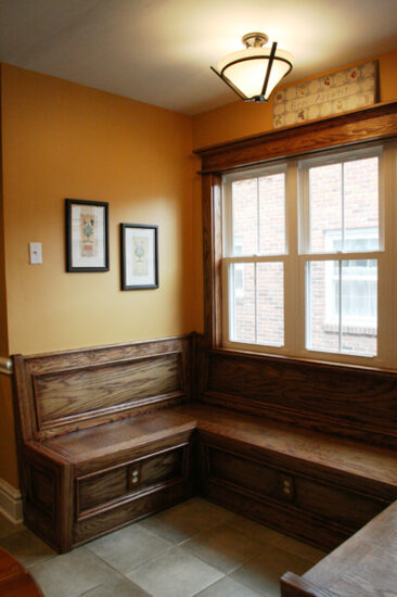 bench seating wooden windows