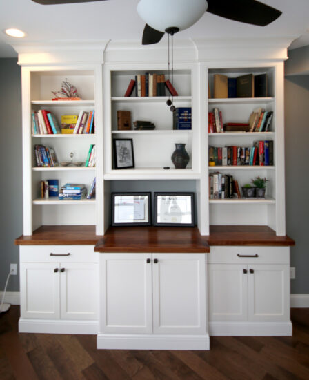 home office custom bookshelves wood