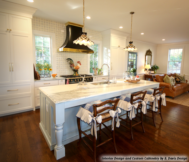 Interior design and custom cabinetry of a home kitchen by Agape Construction in partnership with B. Davis Design.