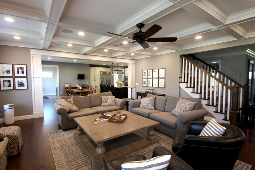 A client's home living space after a completed remodeling project by Agape Construction.