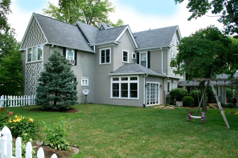 rear addition grey siding