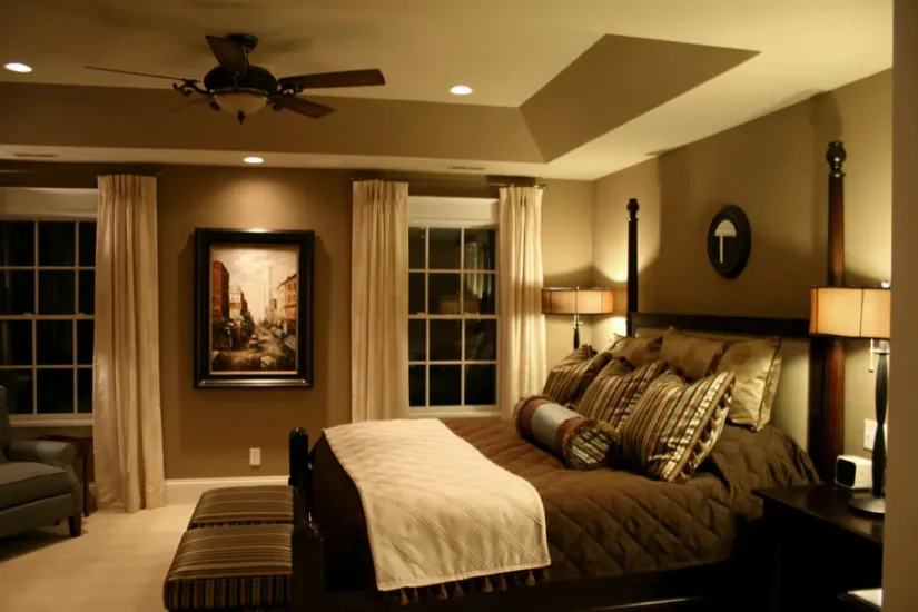 A bedroom design project by Agape Construction, featuring warm tones for comfort.