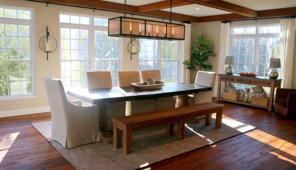 A home dining area, post-renovation by Agape Construction.