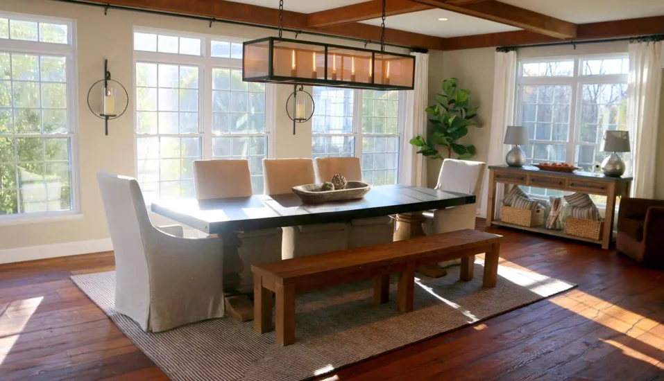 A home dining area, post-renovation by Agape Construction.