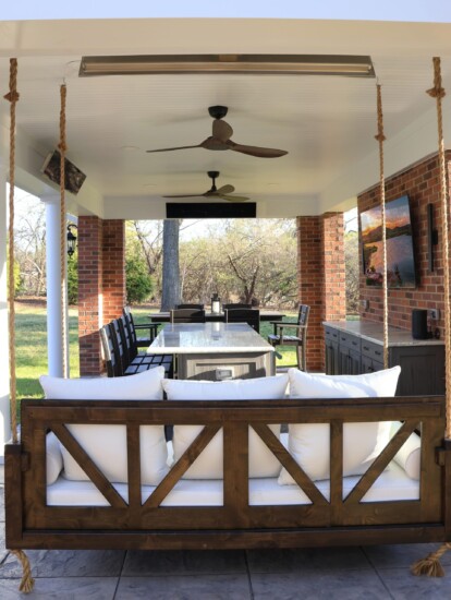 outdoor pavilion hanging swing