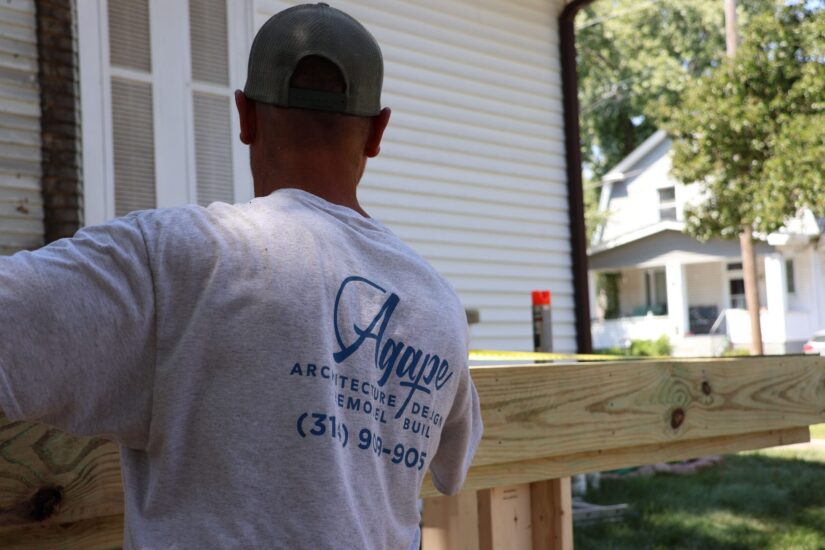 carpenter building deck