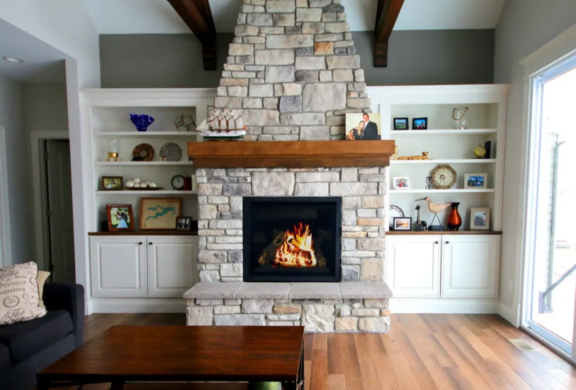 A custom fireplace by Agape Construction, built in a St. Louis, MO, home.