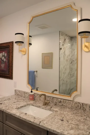 bathroom with mixed metal finishes