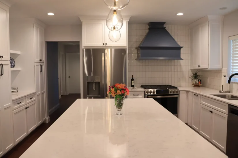 two toned kitchen remodel white and blue