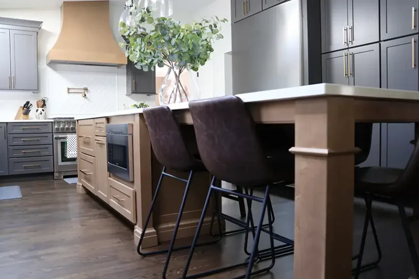 two toned cabinetry in kitchen addition