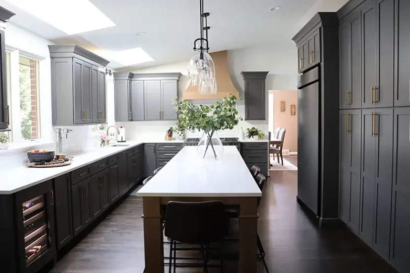 two toned cabinetry in kitchen addition