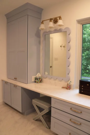 primary bath in soft blue