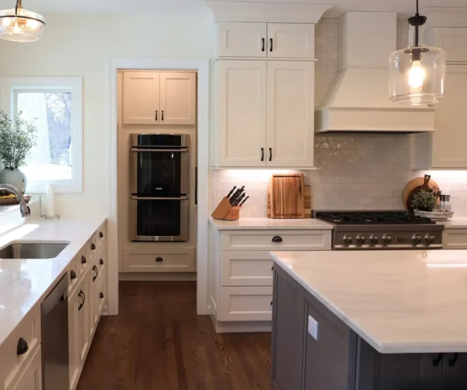 open concept kitchen with butlers pantry
