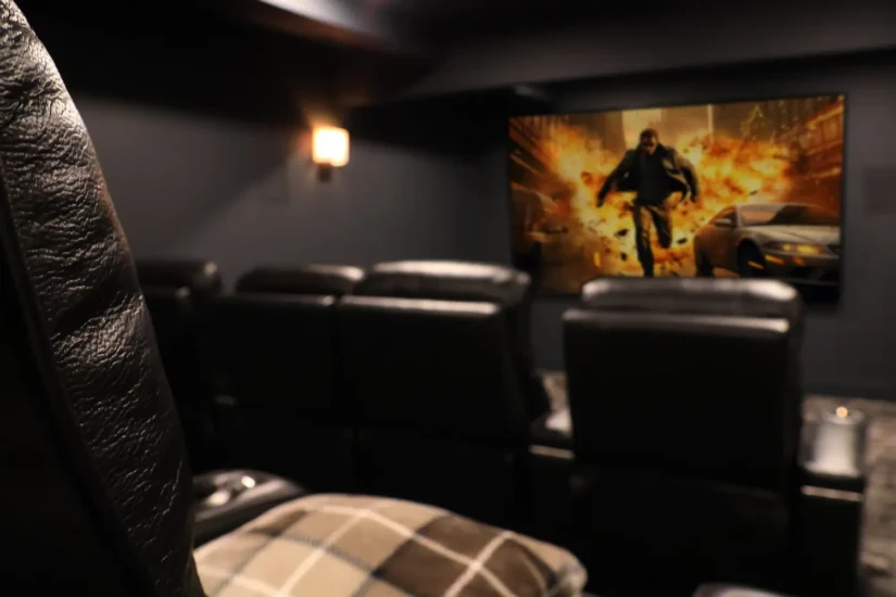 home theater with stadium seating