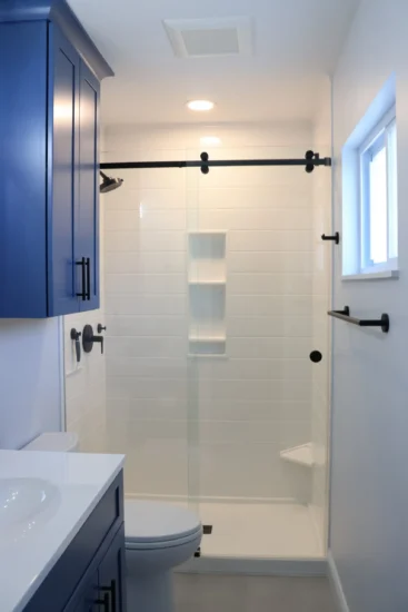 cute blue and white bathroom