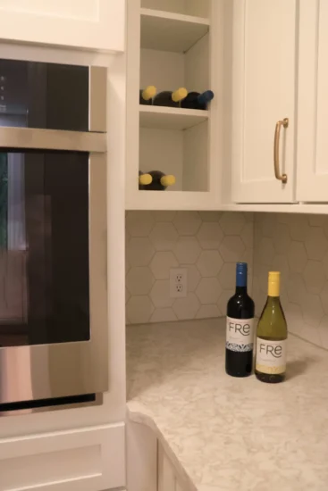 wine closet in white kitchen