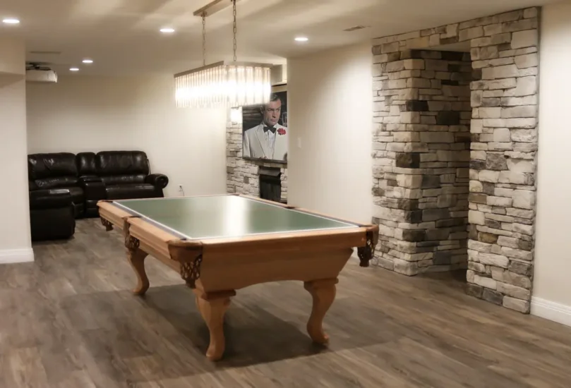 pool table basement rec room