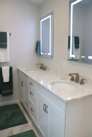 primary bathroom dual vanities
