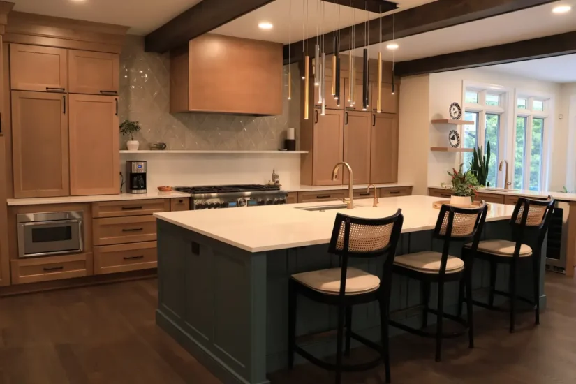 open kitchen to sunroom