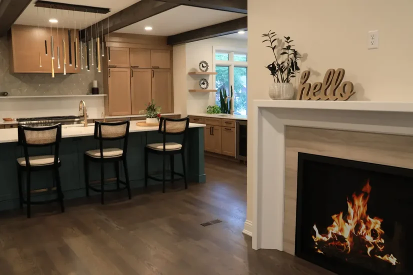 hearth room opens to kitchen