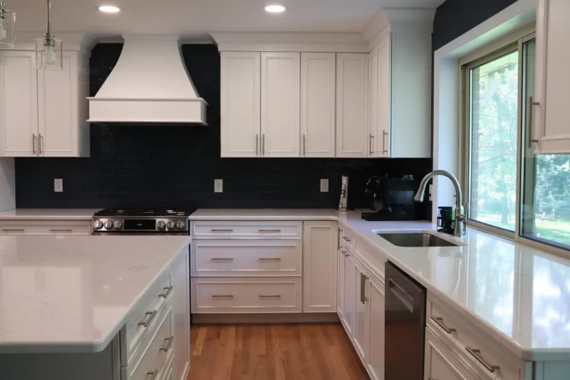 white and blue kitchen remodel by Agape